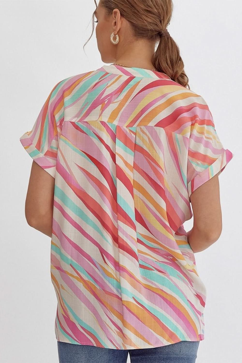 Chic plus-size abstract top, white - Love Salve